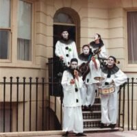 1984 Pierrotters on steps of Uncle’s flat at Number 40 Regency Square, Brighton