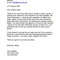 Letter to Graham Oakes 2007-02-12