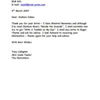 Letter to Graham Oakes 2007-03-04