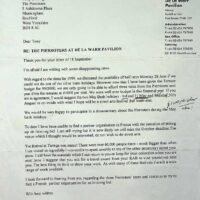 1998-09-23 Letter from De la Warr Pavilion about 1999 season 1