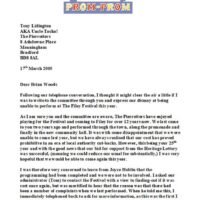 2005 Letter to Filey Festival Committee 17th March 2005 page1